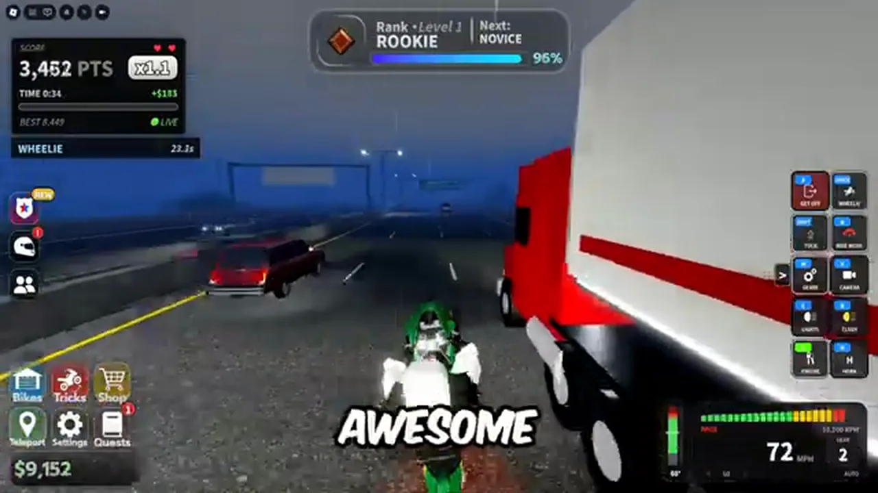The running HUD showing score, multiplier and cash