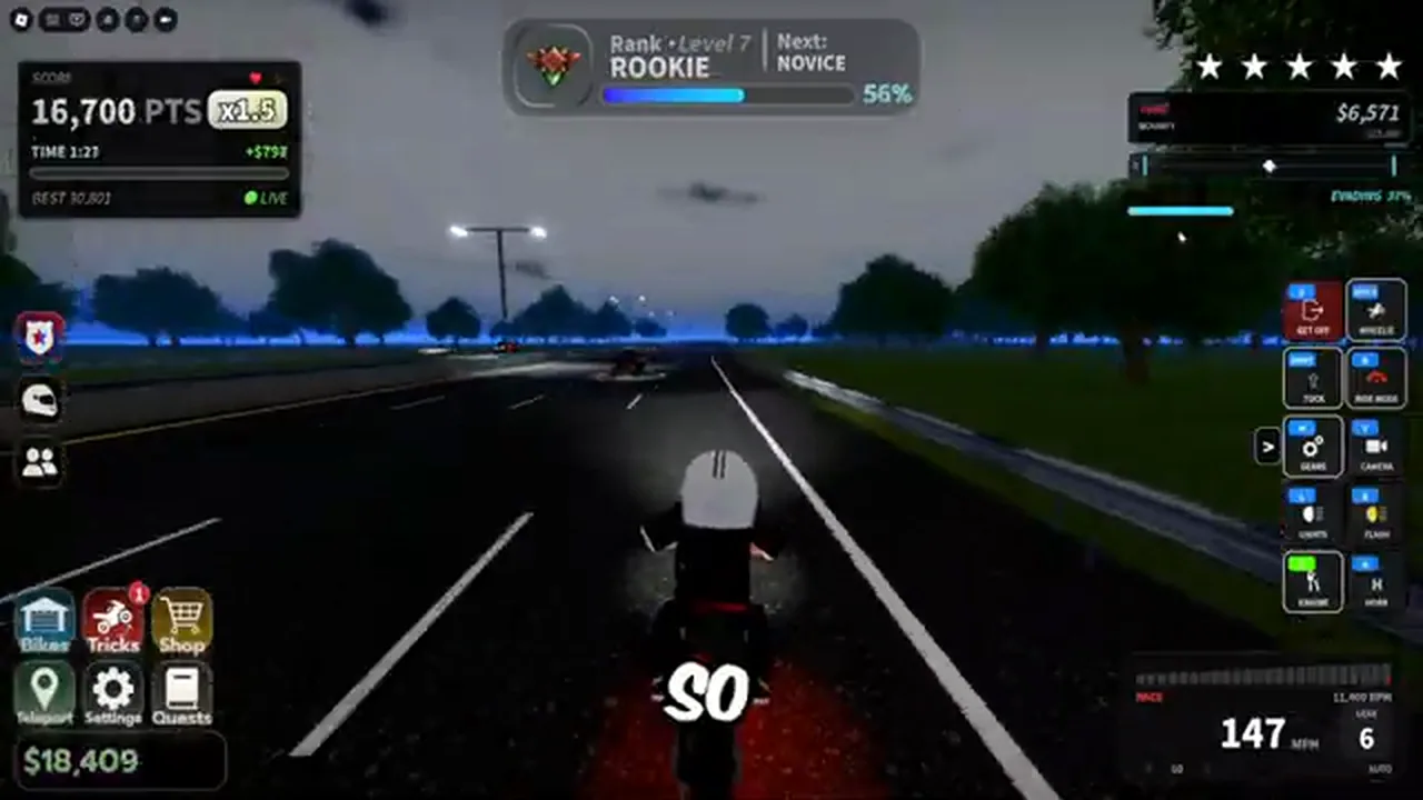 The wanted HUD during a five-star chase